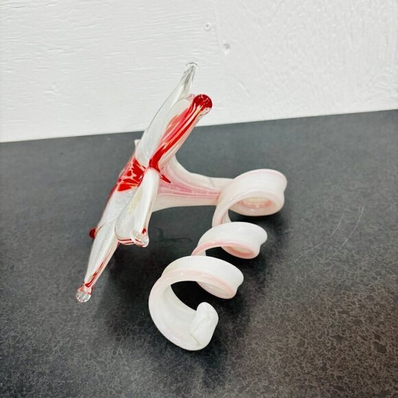 VTG MURANO Art Glass Flower Decor Art Orange & White Spiral Stem Hand blown - Picture 3 of 8